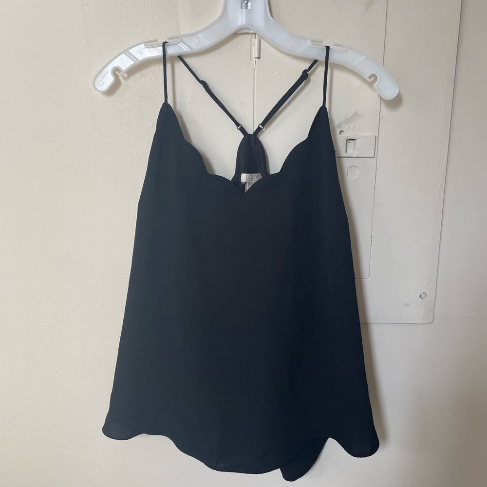 Black Scalloped J Crew Tank